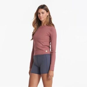 Vuori Long-Sleeve Mudra Fitted Tee T-Shirt Rosewood Ribbed Women’s